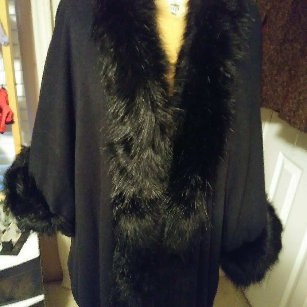 Faux fur sweater wrap